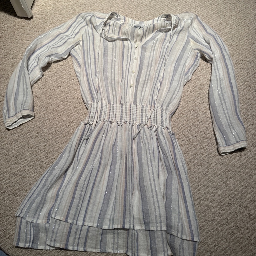 Rails Women's Jasmine Dress Fiji Stripe Linen Shirtdress Mini Length